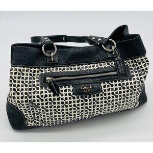 Authentic COACH Penelope Op Art Leather Shoulder Bag, Vintage Black/white Leathe